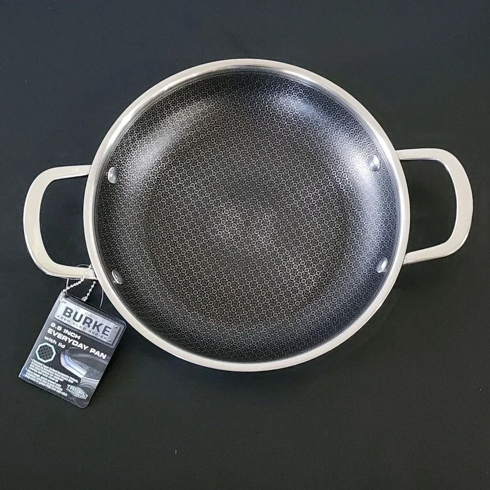 David Burke Geo Clad 9.5in Tri-Ply Stainless‎ Steel Frying Pan With Lid Cookware